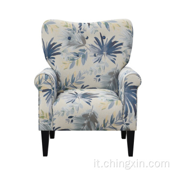 Sedie per soggiorno Blue Multi Multi Tessuto Accent Accent Sedia con gambe in legno massello CX638F